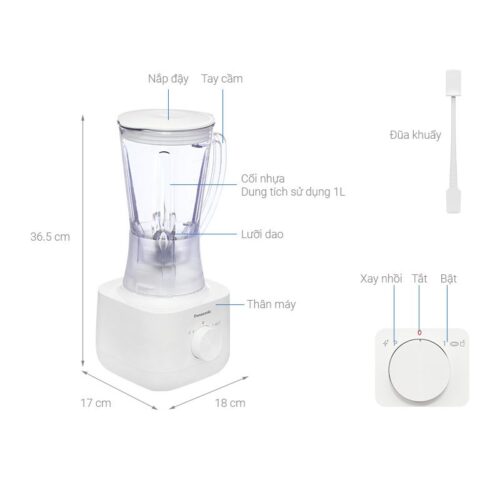 Kích thước máy xay sinh tố Panasonic MX-EP3101WRA 1.0 Lít