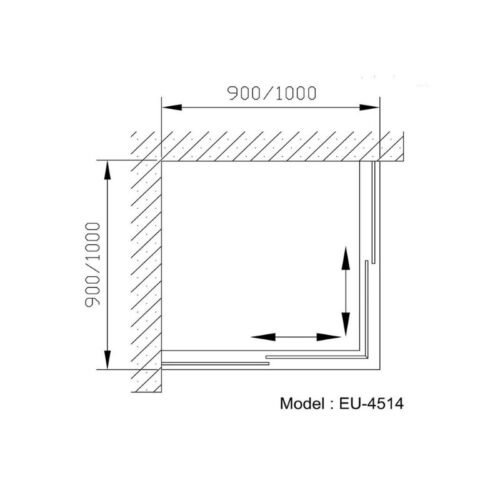 Kích thước phòng tắm vách kính Euroking EU-4514 1000mm