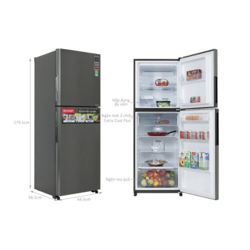 Kích thước tủ Lạnh 2 cánh Inverter 360 Lít Sharp SJ-XP382AE-DS