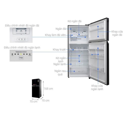 Kích thước tủ Lạnh 2 cánh Inverter 393 Lít LG GN-L422GB
