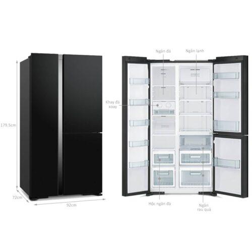 Kích thước tủ Lạnh 3 cánh side by side Inverter 590 Lít Hitachi R-M800PGV0 GBK