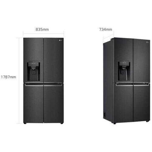 Kích thước tủ Lạnh 4 cánh Multi Door Inverter 494 Lít LG GR-D22MBI