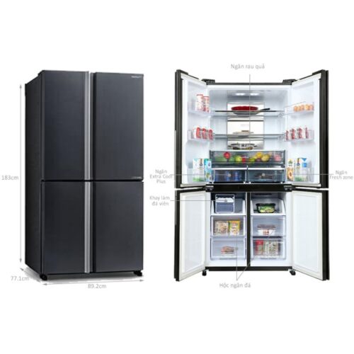 Kích thước tủ Lạnh 4 cánh Multi Doors Inverter 572 Lít Sharp SJ-FX640V-SL