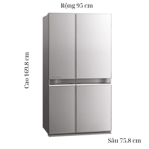 Kích thước tủ Lạnh 4 cánh Multi Doors Inverter 580 Lít Mitsubishi MR-LA72ER-GSL-V