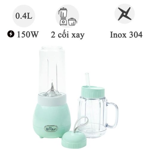 Máy xay sinh tố Bear Gồm Hai Cối Rời LLJ-C04W1 Màu Xanh