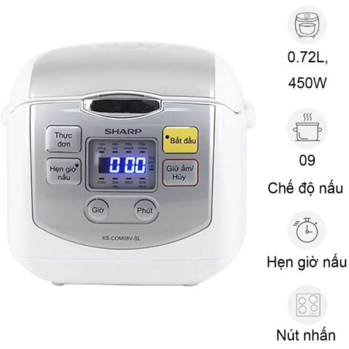 Nồi cơm điện tử Sharp KS-COM08V-SL 0.72 Lít