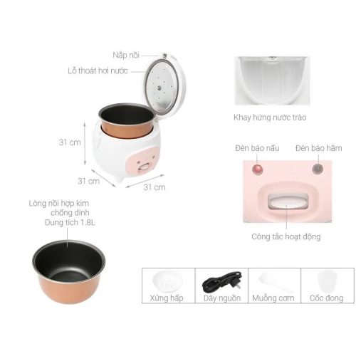 Ảnh nồi cơm điện Sunhouse SHD8607W 1.8 Lít