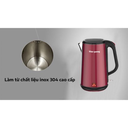 Chất liệu ấm đun nước siêu tốc Điện Quang ĐQ EKT08 1818 R