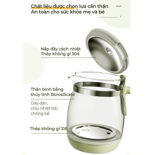 Chất Liệu Bình đun Và Hâm Nước Pha Sữa Bear TNQ-D12W7