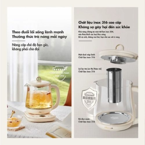 Chất Liệu Bình Nấu Trà Đa Năng Bear YSH-E15M1 1.5 Lít