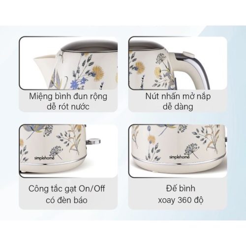 Chi tiết bình đun siêu tốc Simplehome K584PN 1.7 Lít