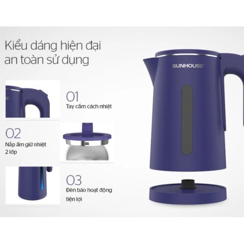 Đế ấm siêu tốc inox 2 Lớp Sunhouse SHD1355 1.8 Lít