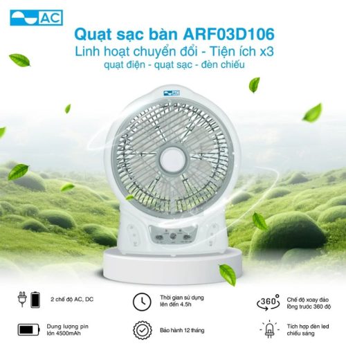 Hình ảnh quạt sạc 12W AC ARF03D106