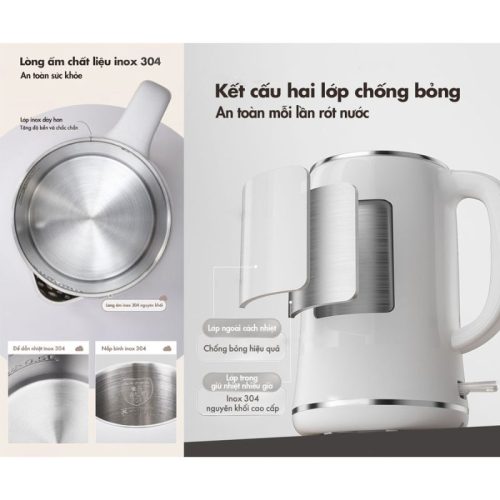 Kết cấu bình đun Nước Bear ZDH-D17K2 1.7 Lít