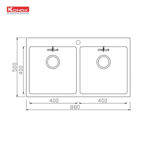 Kích thước chậu rửa bát Konox Unico 8850