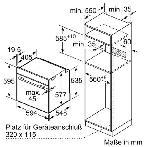 Kích thước lò hấp nướng Siemens HS736G3B1