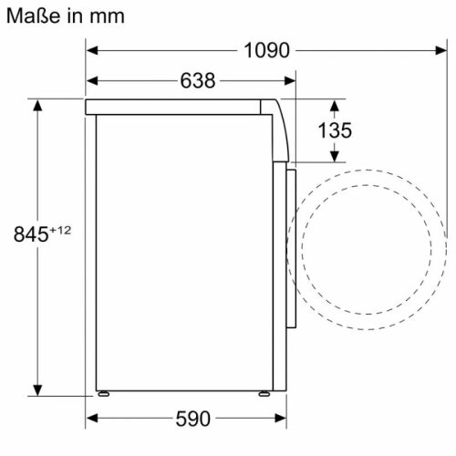 Kích thước máy giặt quần áo Siemens WG56B2A41