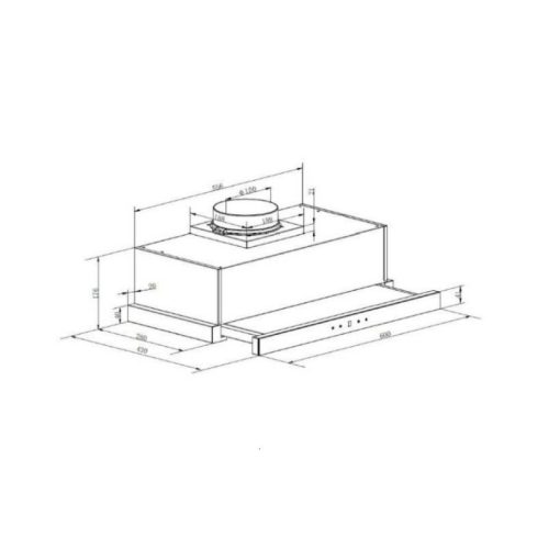 Kích thước máy hút mùi âm tủ GrandX GX H70F72B