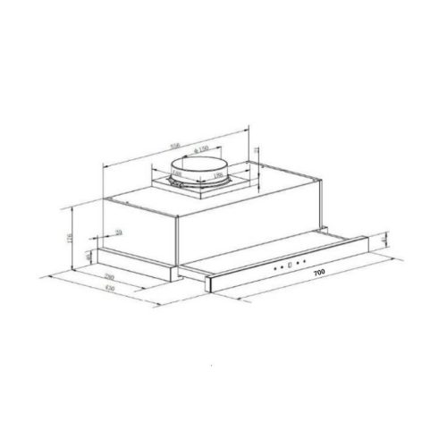 Kích thước máy hút mùi âm tủ GrandX GX H70F72G