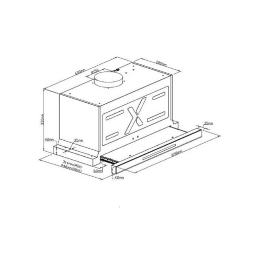 Kích thước máy hút mùi âm tủ GrandX GX H70F75G