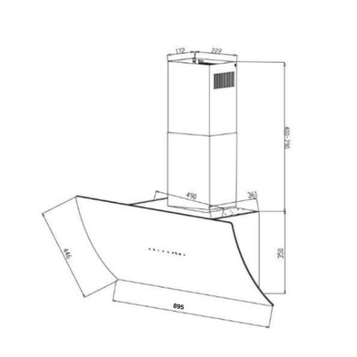 Kích thước máy hút mùi áp tường GrandX GX H90F87B