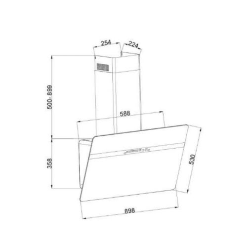 Kích thước máy hút mùi áp tường GrandX GX H90S86G