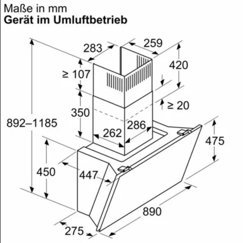 Kích thước máy hút mùi Siemens LC91KLT60