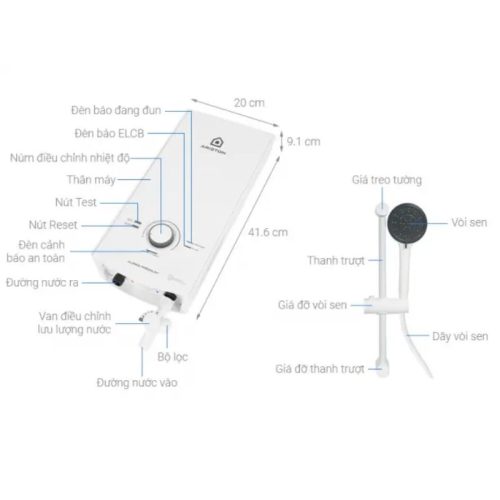 Kích thước máy nước nóng Ariston Aures Premium 4.5