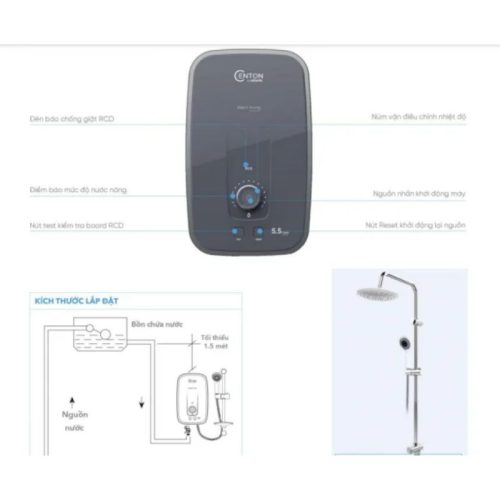Kích thước máy nước nóng Centon By Atlantic Presto Turbo EIWH P M-N3 5.5kW (RS)