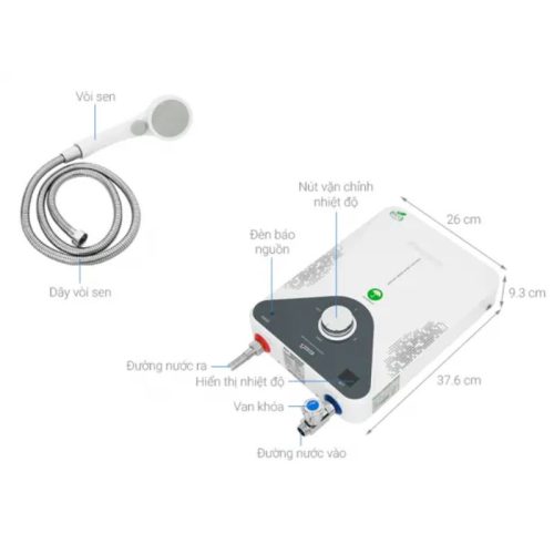 Máy nước nóng Kangaroo KG588WP 9 Kích thước máy nước nóng Kangaroo KG588WP