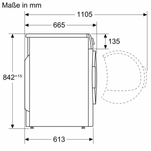 Kích thước máy sấy quần áo Siemens WQ46B2C40