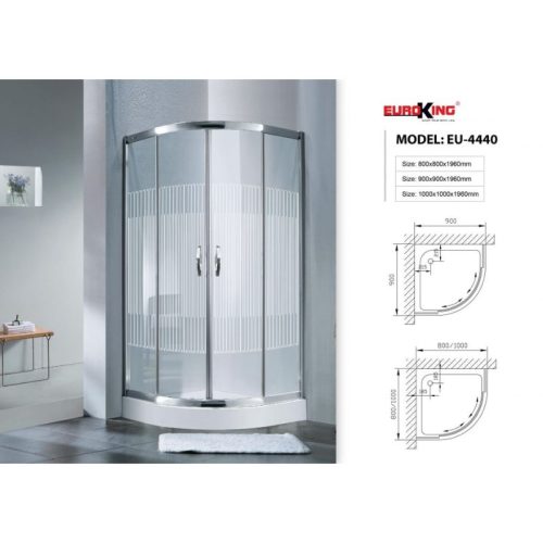 Kích thước phòng tắm vách kính Euroking EU-4440 1000mm