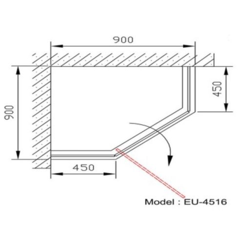 Kích thước phòng tắm vách kính Euroking EU-4516 1000mm
