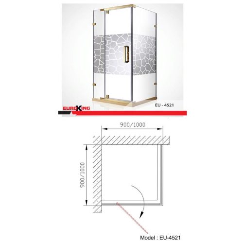 Kích thước phòng tắm vách kính Euroking EU-4521 1000mm
