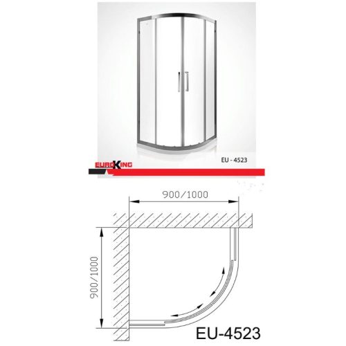 Kích thước phòng tắm vách kính Euroking EU-4523 900mm