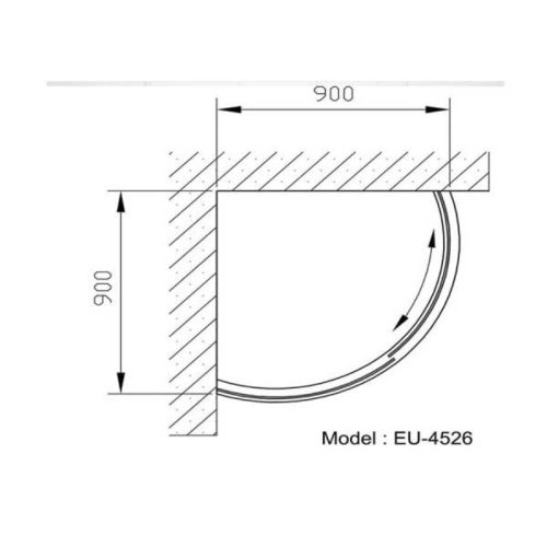 Kích thước phòng tắm vách kính Euroking EU-4526A 900mm