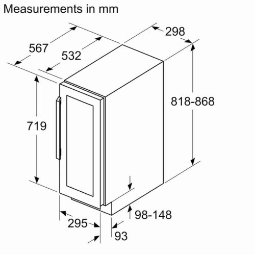 Kích thước tủ rượu Siemens KU20WVHF0