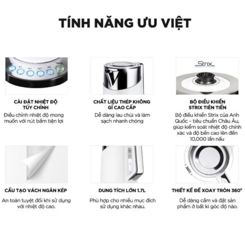 Tính năng ấm đun siêu tốc Cuckoo CK-A170T 1.7 Lít Màu Trắng