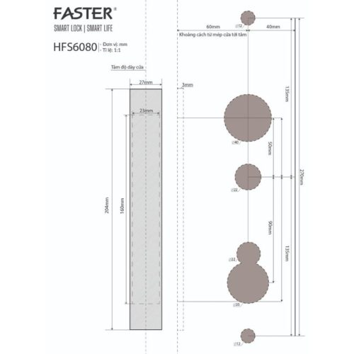 Kích thước thẻ từ Faster HFS6080BL