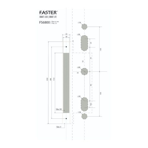 Kích thước khóa thông minh Faster FS6600APP BL