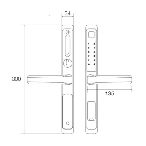 Kích thước khóa thông minh Faster FS6800APP BL