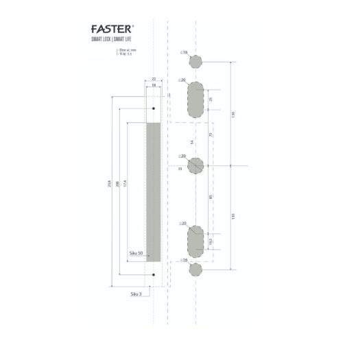 Kích thước khóa thông minh Faster FS6800APP Grey