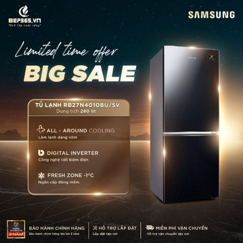 Big sale tủ Lạnh 2 cánh Inverter 280 Lít Samsung RB27N4010BU