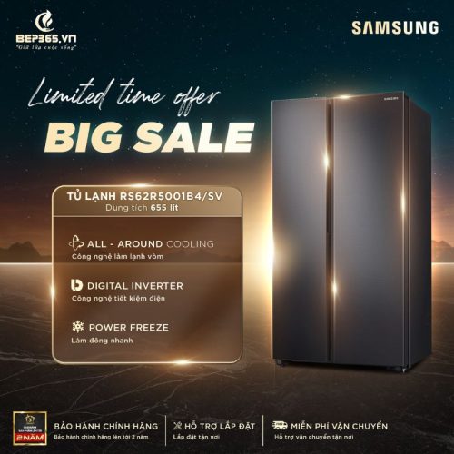 Big sale Tủ Lạnh 2 cánh side by side Inverter 680 Lít Samsung RS62R5001B4/SV