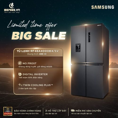 Big Sale Tủ Lạnh 4 cánh Multi door 488 Lít Samsung RF48A4000B4/SV