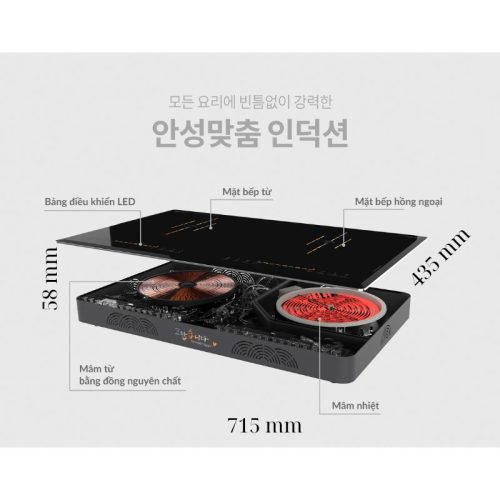 Kích thước bếp điện từ đôi Hawonkoo CEH-213-IF lắp âm