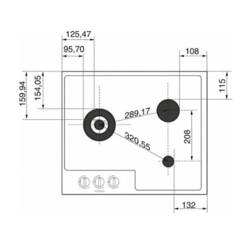 Kích thước bếp Gas Miele 3 vùng nấu KM 2312 G lắp âm