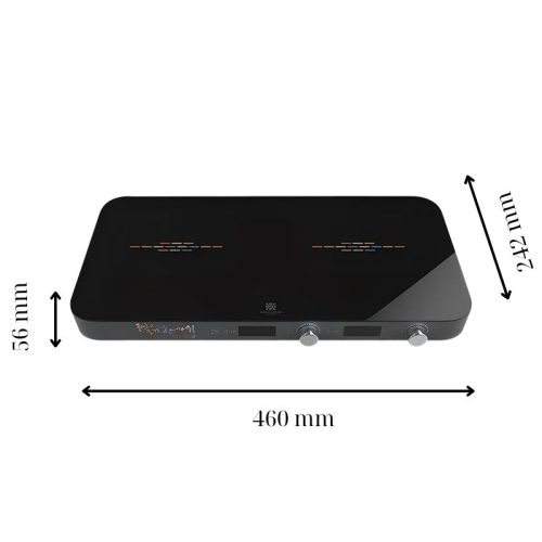 Kích thước bếp từ đôi Hawonkoo MCEH-200-II-GR di động