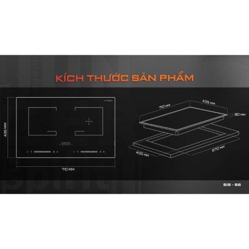 Kích thước bếp từ kết hợp hồng ngoại Junger SIS-66 lắp âm