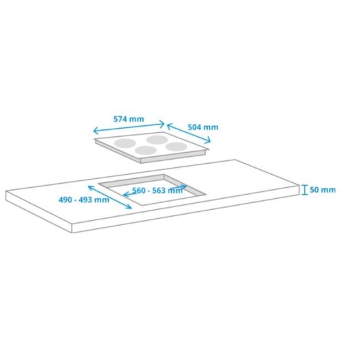 Kích thước bếp từ Miele 4 vùng nấu KM 7201 FR lắp âm